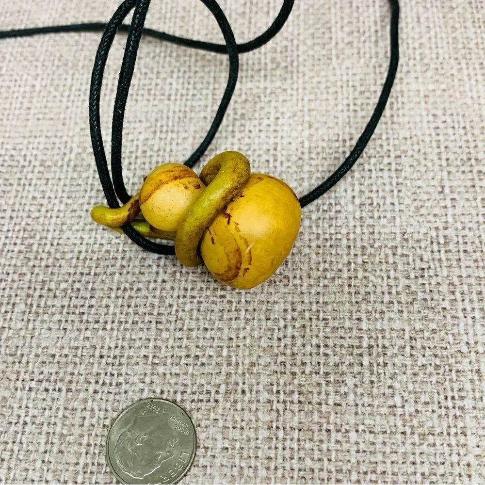 Artisan Made Carved Snake on Gourd Necklace‎